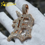 Popular Mossanite Pendant Iced Out Moissanite  925 Silver Upside Down Inverted Mosaic Setting B Pendant