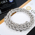8mm Cuban Link VVS Moissanite S925 Hip Hop Iced Out Chain Rhodium Plated Necklace