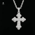 VVS Moissanite Diamond Cross 925 Solid Silver Pendant Hiphop Jewelry