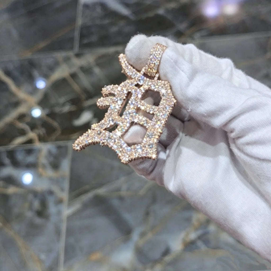 Popular Mossanite Pendant Iced Out Moissanite  925 Silver Upside Down Inverted Mosaic Setting B Pendant