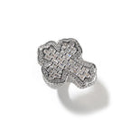 Baguette Jesus Cross Ring Fully Iced Out 5A Zircon Brass Cross Ring Vintage Hip Hop Jewelry for Rapper Men