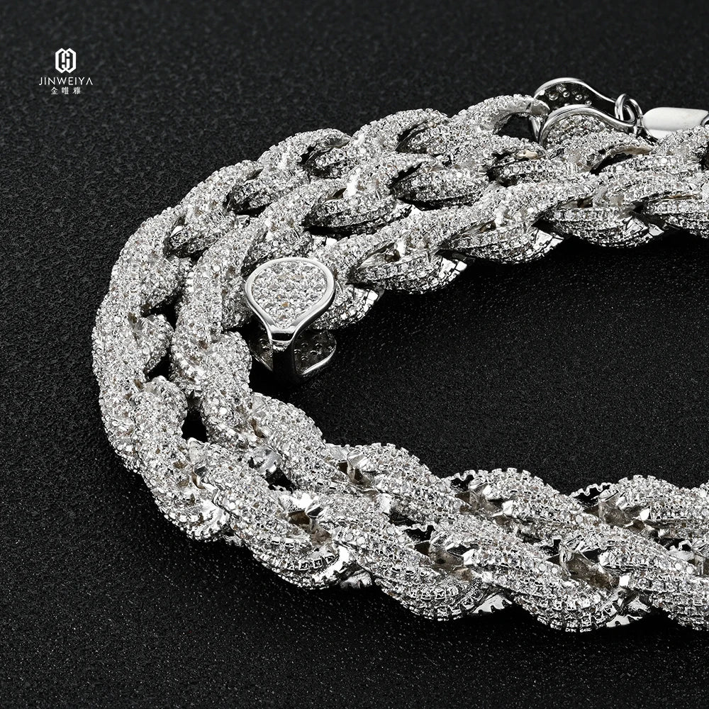 8mm Cuban Link VVS Moissanite S925 Hip Hop Iced Out Chain Rhodium Plated Necklace
