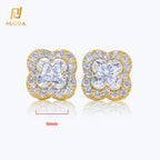 NUOYA Luxury Jewelry 4 Prong Clover Shape Moissanite Earrings 925 Sterling Silver Iced Out Diamond Earring for Women