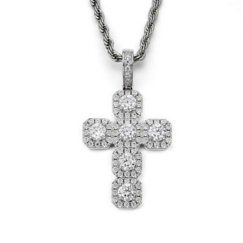 Hot Selling 925 Sterling Silver Hip Hop Jewelry Necklace Pendants VVS Iced Out Moissanite Diamond Cross Pendant