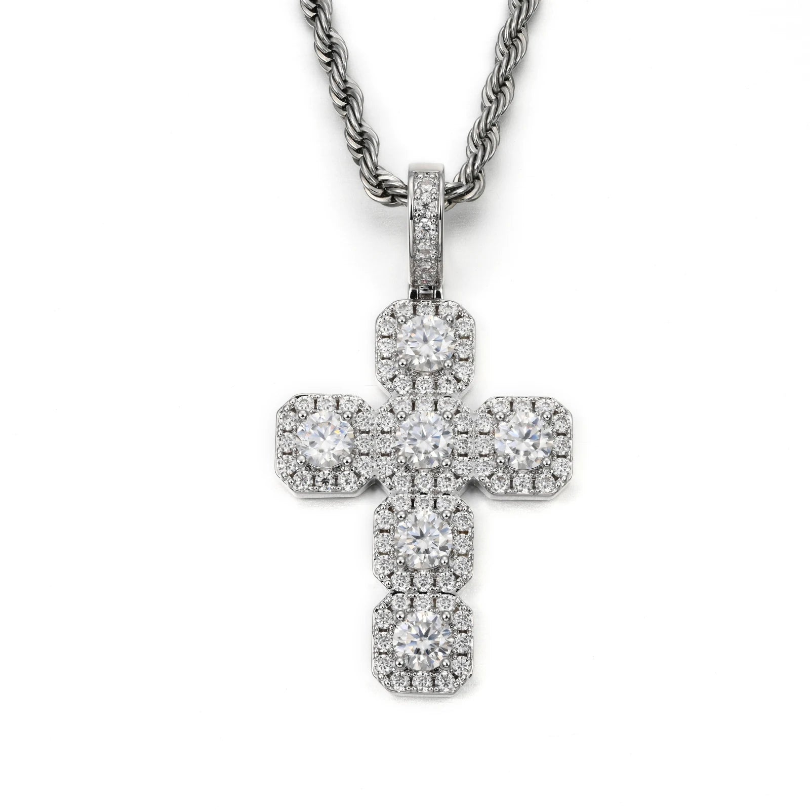 Hot Selling 925 Sterling Silver Hip Hop Jewelry Necklace Pendants VVS Iced Out Moissanite Diamond Cross Pendant