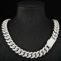 14MM Raised Pointer Cuban Link Chain Brass VVS Diamond Moissanite Rose Gold Plated Iced Out Necklace Hip Hop Jewelry