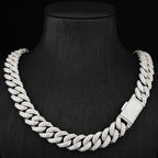 14MM Raised Pointer Cuban Link Chain Brass VVS Diamond Moissanite Rose Gold Plated Iced Out Necklace Hip Hop Jewelry