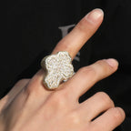Baguette Jesus Cross Ring Fully Iced Out 5A Zircon Brass Cross Ring Vintage Hip Hop Jewelry for Rapper Men