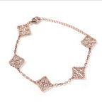 Clover Shape Diamond Bracelets Women Brass 18K Gold Plated 5A CZ Hip Hop Bracelet Fashion Jewelry Bracelets