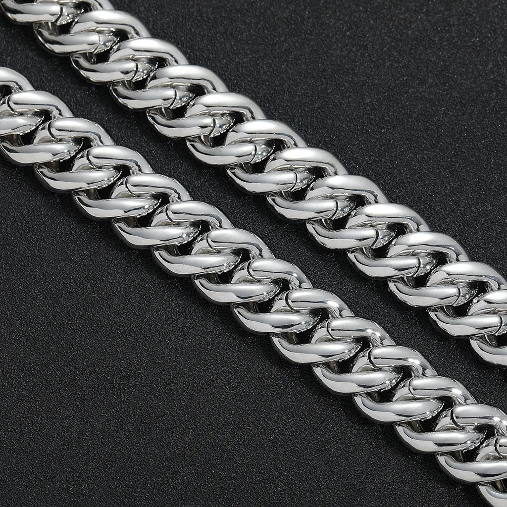 Fashion Hip Hop Rap Jewelry 18mm Wide Bling CZ Iced Out Bubble Miami Cuban Link Chain Zircon Necklace for Men