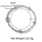 Latest Luxury Design Hiphop Customize Brass CZ Clover Necklace Beaded Chain Cuban Chain Necklace for Women and Men
