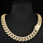 14MM Raised Pointer Cuban Link Chain Brass VVS Diamond Moissanite Rose Gold Plated Iced Out Necklace Hip Hop Jewelry