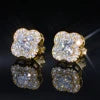 NUOYA Luxury Jewelry 4 Prong Clover Shape Moissanite Earrings 925 Sterling Silver Iced Out Diamond Earring for Women