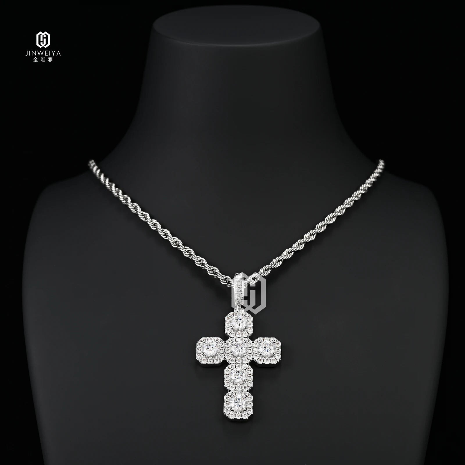 Hot Selling 925 Sterling Silver Hip Hop Jewelry Necklace Pendants VVS Iced Out Moissanite Diamond Cross Pendant