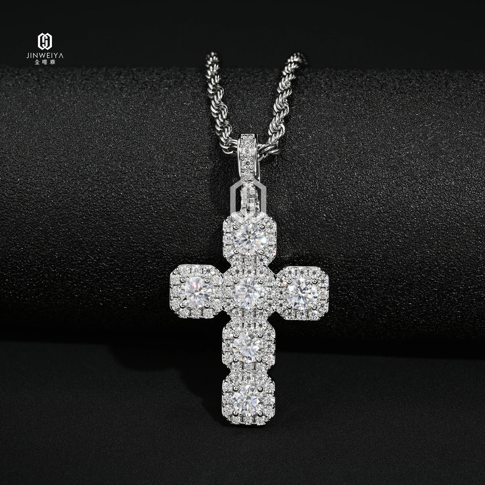 Hot Selling 925 Sterling Silver Hip Hop Jewelry Necklace Pendants VVS Iced Out Moissanite Diamond Cross Pendant