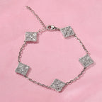 Clover Shape Diamond Bracelets Women Brass 18K Gold Plated 5A CZ Hip Hop Bracelet Fashion Jewelry Bracelets
