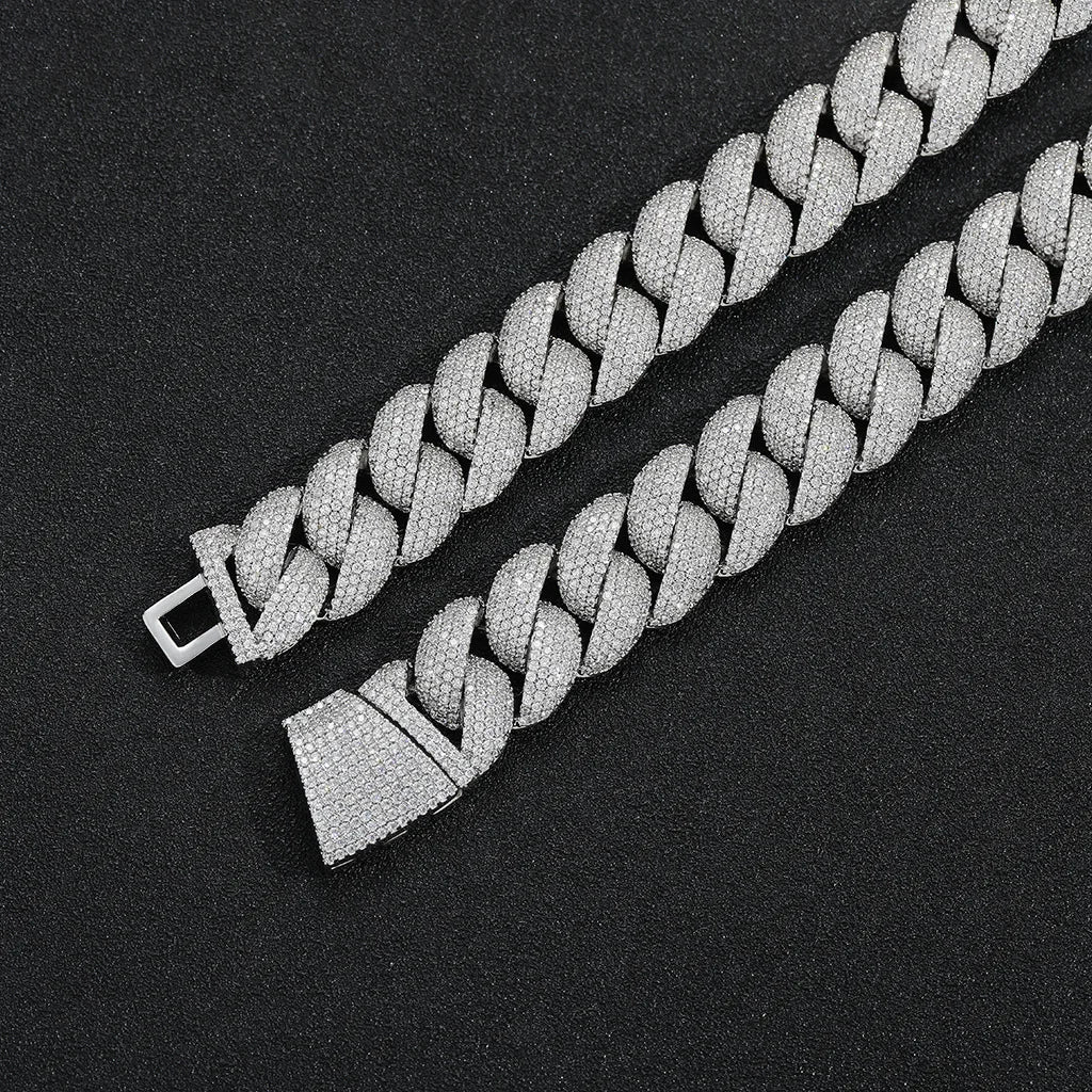 Fashion Hip Hop Rap Jewelry 18mm Wide Bling CZ Iced Out Bubble Miami Cuban Link Chain Zircon Necklace for Men
