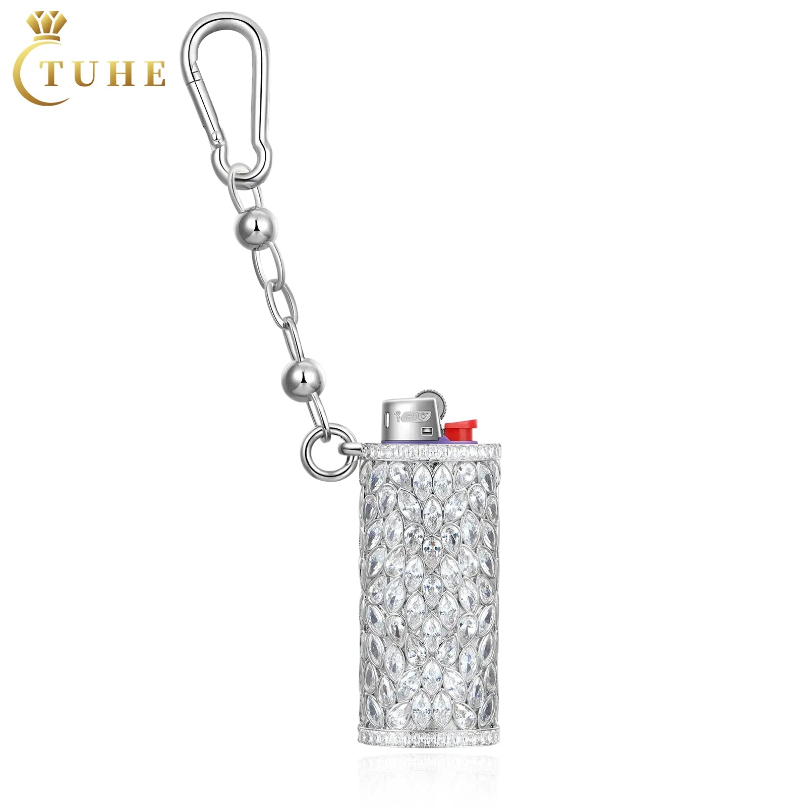 Hip Hop Rappers Jewelry 925 Sterling Silver VVS Marquise Cut Moissanite Diamond Iced Out Dripscale Lighter Case for Men Women