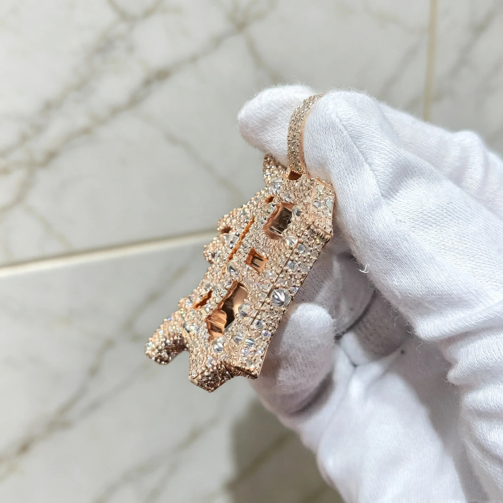 Popular Mossanite Pendant Iced Out Moissanite  925 Silver Upside Down Inverted Mosaic Setting B Pendant