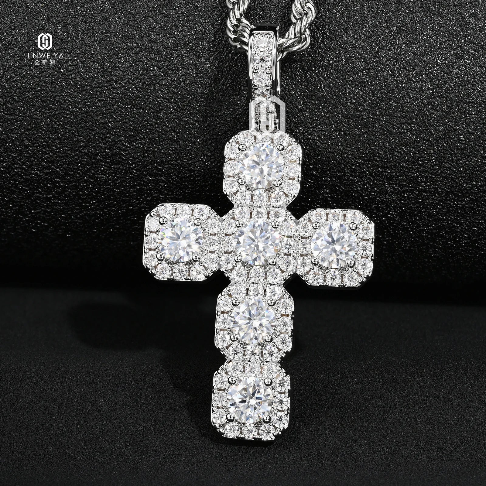 Hot Selling 925 Sterling Silver Hip Hop Jewelry Necklace Pendants VVS Iced Out Moissanite Diamond Cross Pendant
