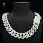 18mm  Moissanite Cuban Chain S925 Sterling Silver Thick Iced Out VVS Clarity Hip Hop Style Raised Pointer Cuban Link Chain