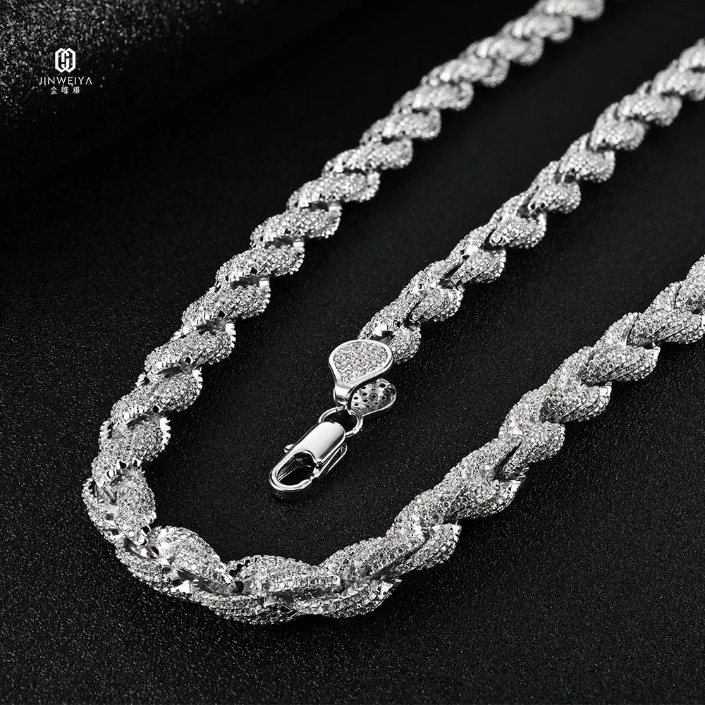 8mm Cuban Link VVS Moissanite S925 Hip Hop Iced Out Chain Rhodium Plated Necklace