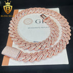 18mm Cuban Link Chain Iced Out Hip Hop Moissanite Necklace baguette Cut VVS Moissanite 925 Sterling  Silver Cuban Chain Necklace