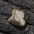 Baguette Jesus Cross Ring Fully Iced Out 5A Zircon Brass Cross Ring Vintage Hip Hop Jewelry for Rapper Men