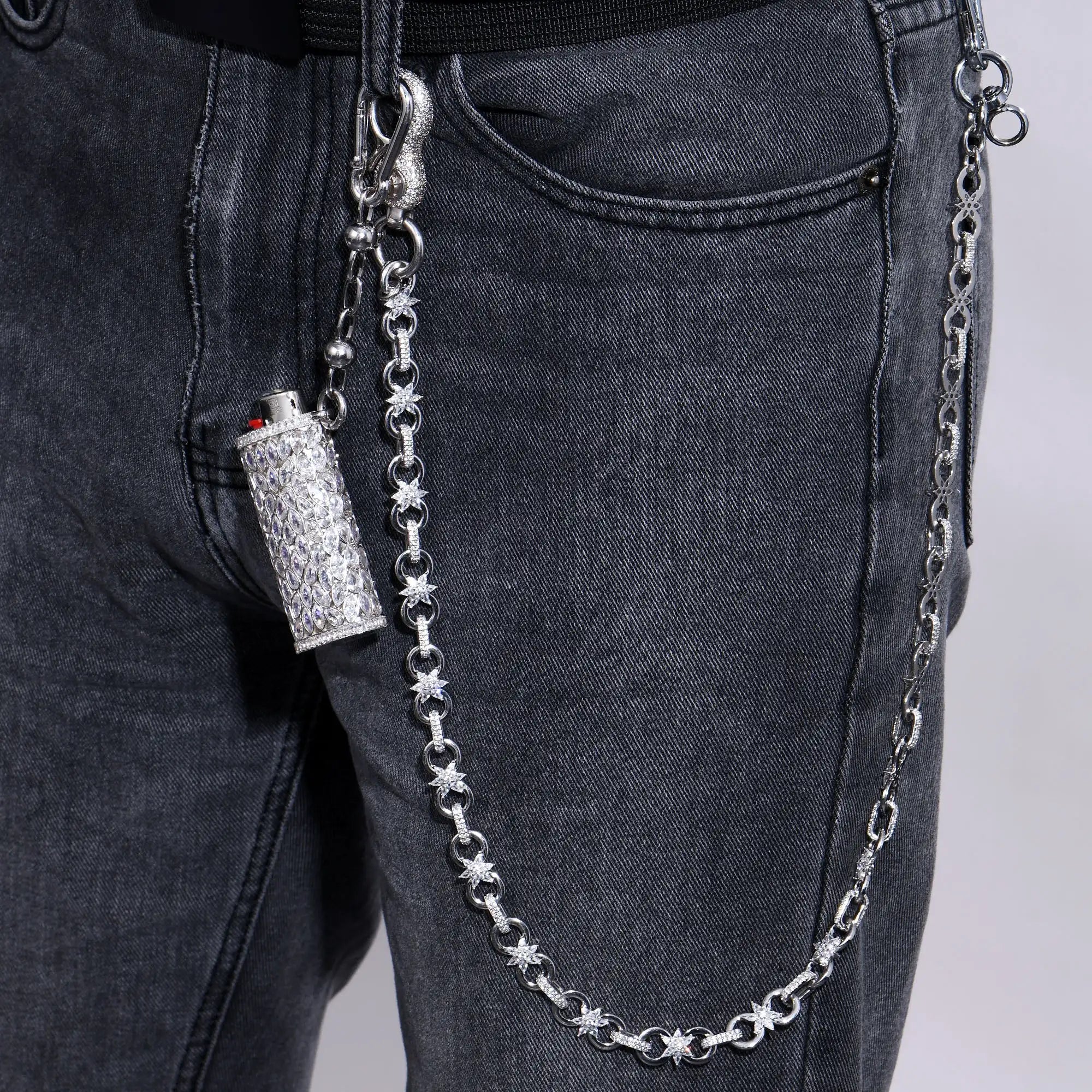 Hip Hop Rappers Jewelry 925 Sterling Silver VVS Marquise Cut Moissanite Diamond Iced Out Dripscale Lighter Case for Men Women