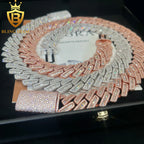 18mm Cuban Link Chain Iced Out Hip Hop Moissanite Necklace baguette Cut VVS Moissanite 925 Sterling  Silver Cuban Chain Necklace