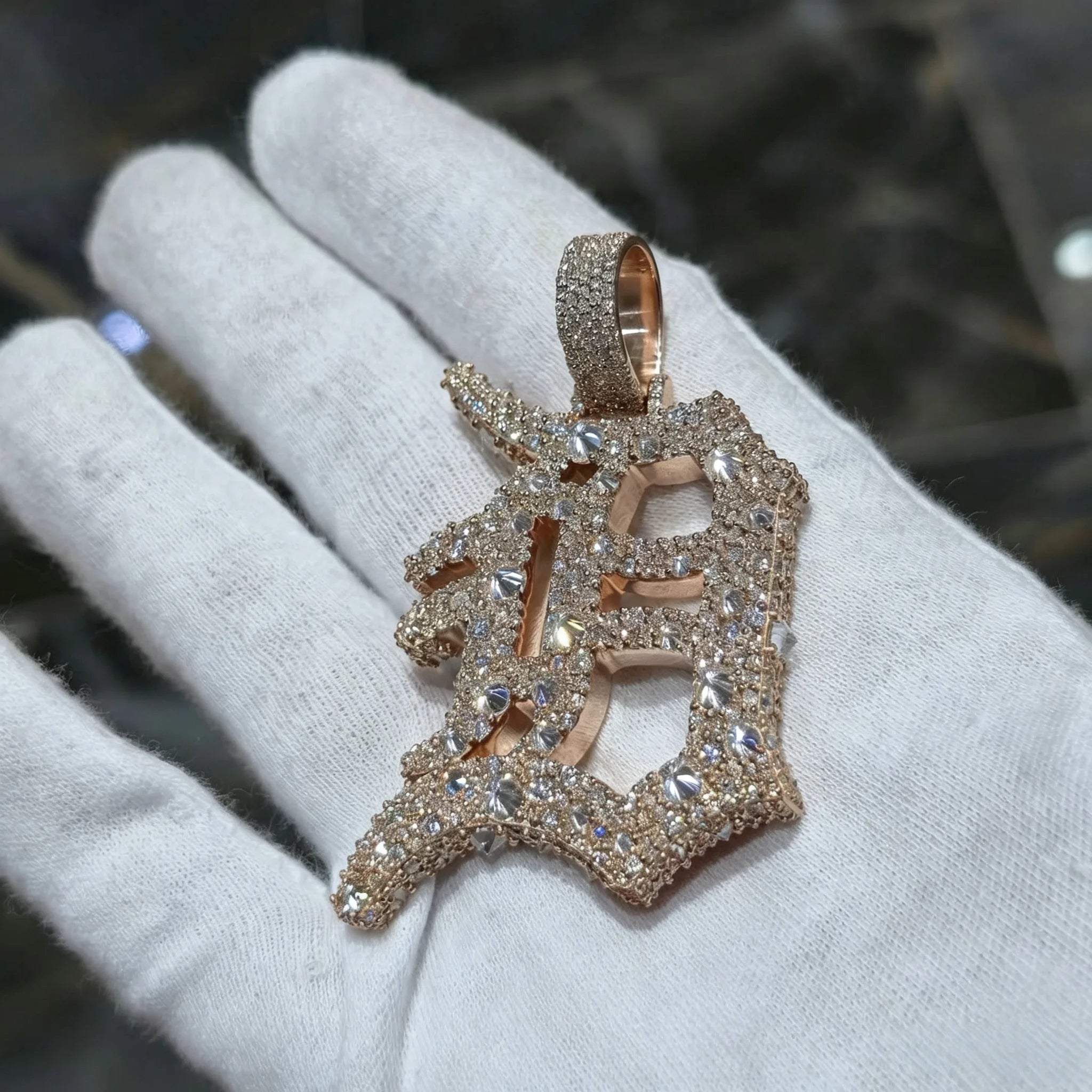 Popular Mossanite Pendant Iced Out Moissanite  925 Silver Upside Down Inverted Mosaic Setting B Pendant