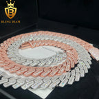 18mm Cuban Link Chain Iced Out Hip Hop Moissanite Necklace baguette Cut VVS Moissanite 925 Sterling  Silver Cuban Chain Necklace