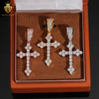 Hiphop Cross Pendant Charms 925 Silver Gold Plated Round Brilliant Moissanite Pendant GRA Certified Moissanite Pendant