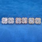 NUOYA Luxury Jewelry 4 Prong Clover Shape Moissanite Earrings 925 Sterling Silver Iced Out Diamond Earring for Women