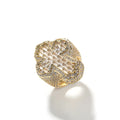 Baguette Jesus Cross Ring Fully Iced Out 5A Zircon Brass Cross Ring Vintage Hip Hop Jewelry for Rapper Men