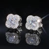 NUOYA Luxury Jewelry 4 Prong Clover Shape Moissanite Earrings 925 Sterling Silver Iced Out Diamond Earring for Women