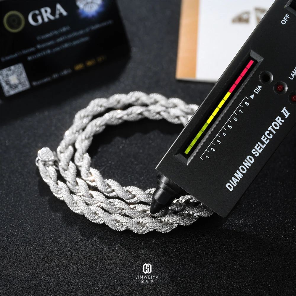 8mm Cuban Link VVS Moissanite S925 Hip Hop Iced Out Chain Rhodium Plated Necklace