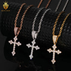 Hiphop Cross Pendant Charms 925 Silver Gold Plated Round Brilliant Moissanite Pendant GRA Certified Moissanite Pendant