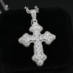 VVS Moissanite Diamond Cross 925 Solid Silver Pendant Hiphop Jewelry