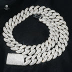 18mm  Moissanite Cuban Chain S925 Sterling Silver Thick Iced Out VVS Clarity Hip Hop Style Raised Pointer Cuban Link Chain