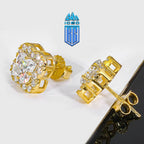 Bông Tai Hoa Bạc, Vàng hồng đá Moissanite. S925 Silver Moissanite Flower Earrings. BT-CZ-10001