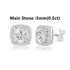 Bông tai 0.3-4CT D VVS1 Moissanite Stud Earrings 925 Sterling Silver Sparkling BT-CZ-10003