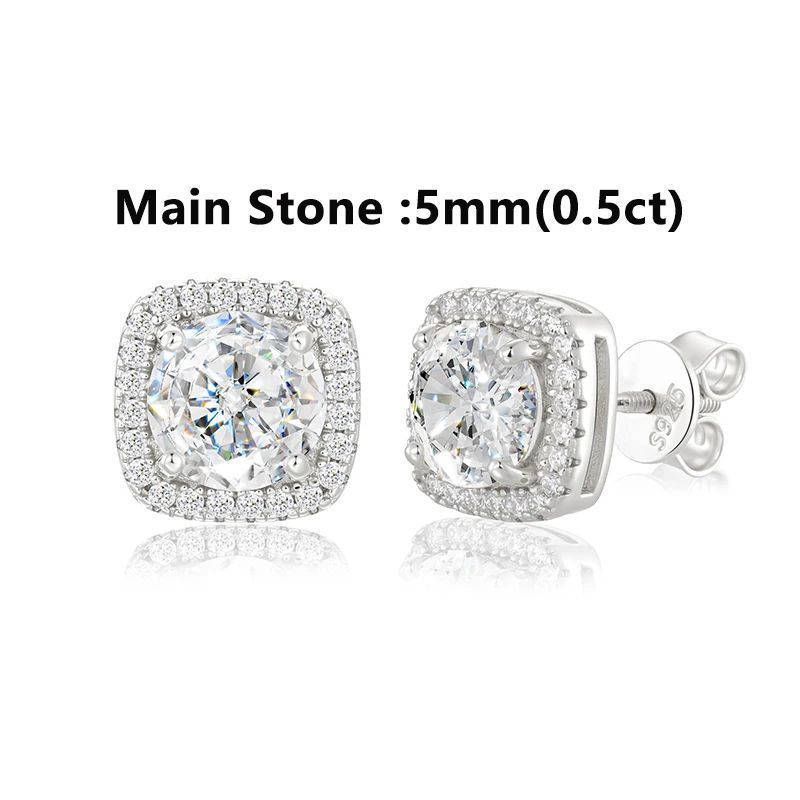 Bông tai 0.3-4CT D VVS1 Moissanite Stud Earrings 925 Sterling Silver Sparkling BT-CZ-10003