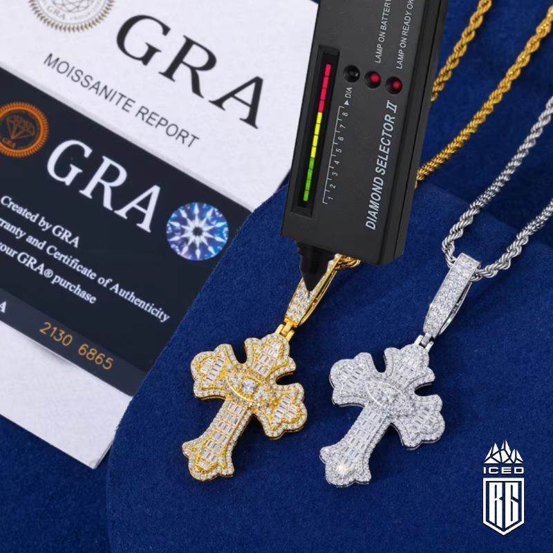 Mặt Dây chuyền Đá Moissanite D VVS1. 925 Sterling Silver Cross Pendant. MDC-CZ-10002