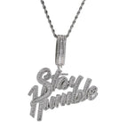 Mặt dây chuyền Stay Humble. CZ Stone Paved Bling Iced Out Letter Pendants . MDC-CZ-10004