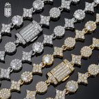 Dây chuyền, lắc tay ngôi sao. Mixed Quadrangular Star Tennis Chain Necklace CZ. DC-CZ-10005