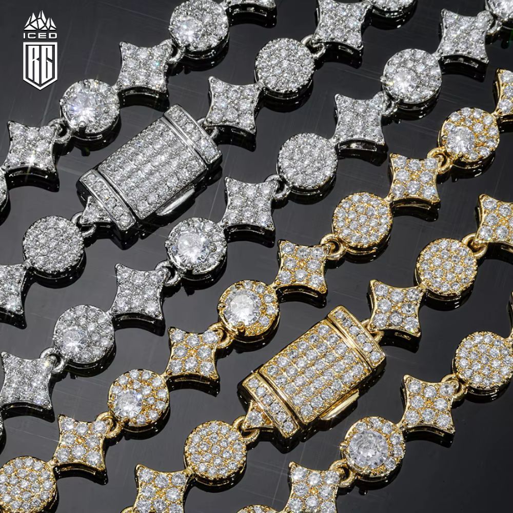 Dây chuyền, lắc tay ngôi sao. Mixed Quadrangular Star Tennis Chain Necklace CZ. DC-CZ-10005