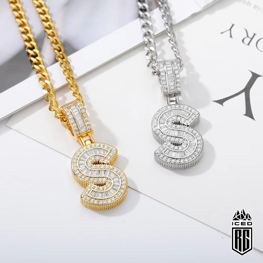 Mặt dây chuyền A tới Z. Gold Letter Hip Hop Bling Zircon Rock Sugar Single A To Z. MDC-CZ-10001