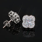 Bông Tai Hoa Bạc, Vàng hồng đá Moissanite. S925 Silver Moissanite Flower Earrings. BT-CZ-10001