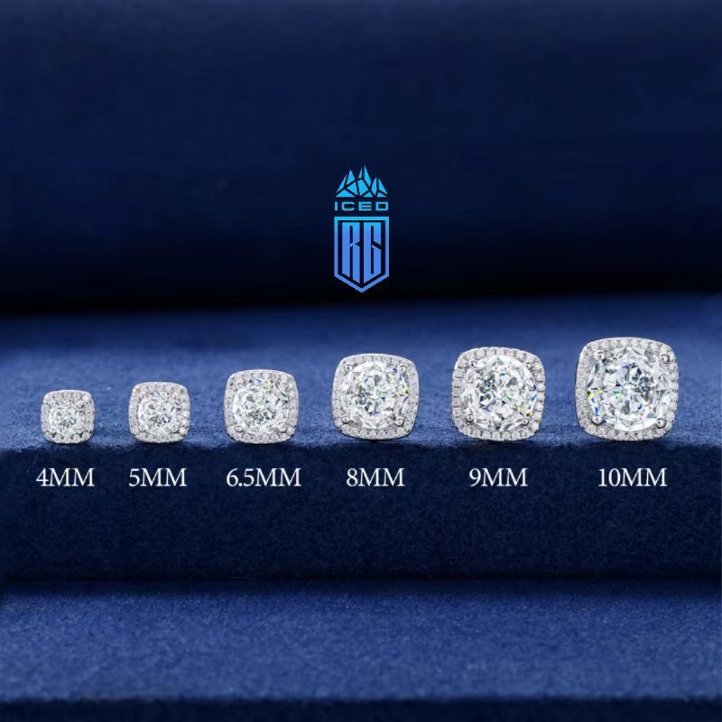 Bông tai 0.3-4CT D VVS1 Moissanite Stud Earrings 925 Sterling Silver Sparkling BT-CZ-10003